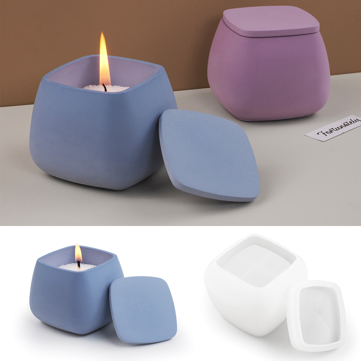 Pot de bougie carré en Silicon - Kraft Box Candle avis et prix